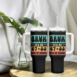 Bruh I Survived 67 33 Days of School Tumbler With Handle Retro 100th Day of School Boys Teachers Pupils TS10 Print Your Wear