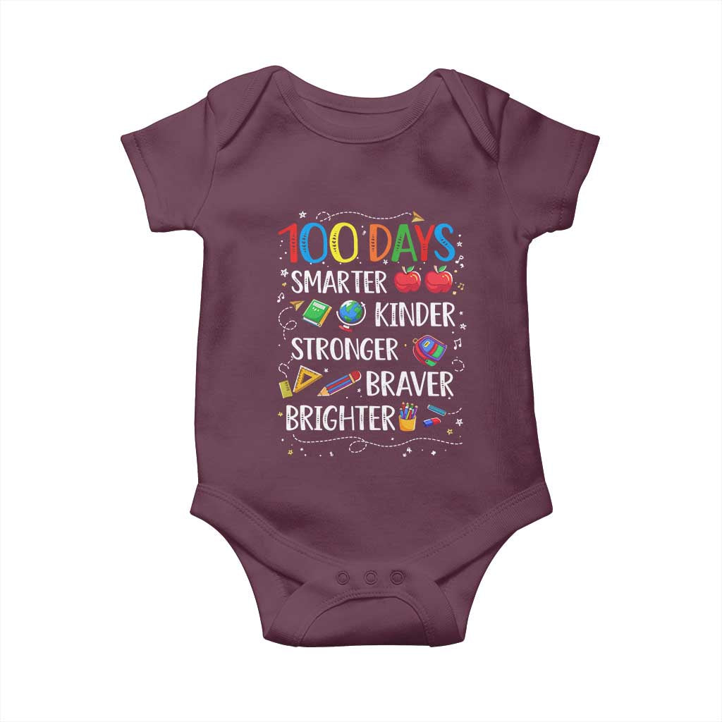 Happy 100 Days of School Baby Onesie 100th Day Kids Boys Girls Teachers Pupils TS10 Maroon Print Your Wear