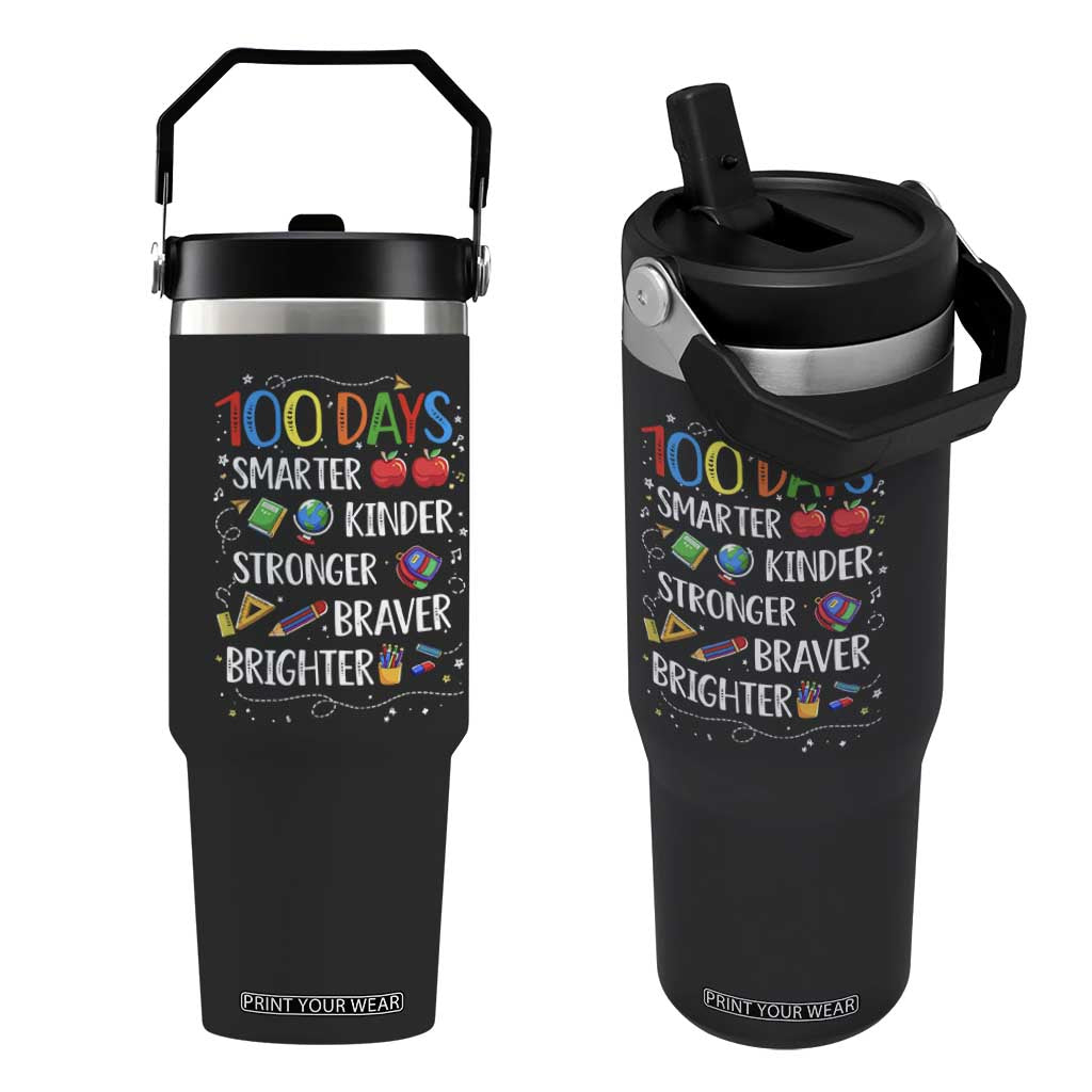 Happy 100 Days of School Flip Straw Tumbler 100th Day Kids Boys Girls Teachers Pupils TS10 One Size: 30 oz Black Print Your Wear