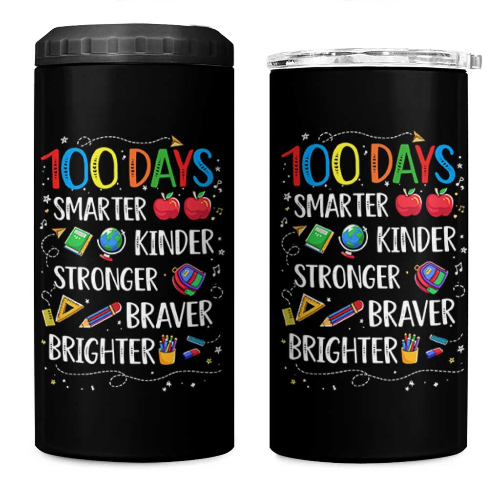 Happy 100 Days of School 4 in 1 Can Cooler Tumbler 100th Day Kids Boys Girls Teachers Pupils TS10 One Size: 16 oz Black Print Your Wear