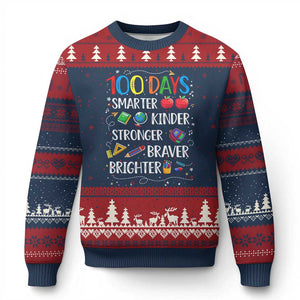 Happy 100 Days of School Ugly Christmas Sweater 100th Day Kids Boys Girls Teachers Pupils TS10 Navy Red Print Your Wear