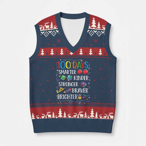 Happy 100 Days of School V-Neck Knit Sweater Vest 100th Day Kids Boys Girls Teachers Pupils TS10 Navy Red Print Your Wear