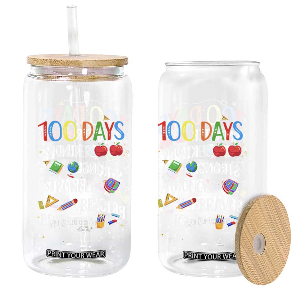 Happy 100 Days of School Glass Can 100th Day Kids Boys Girls Teachers Pupils TS10 Print Your Wear