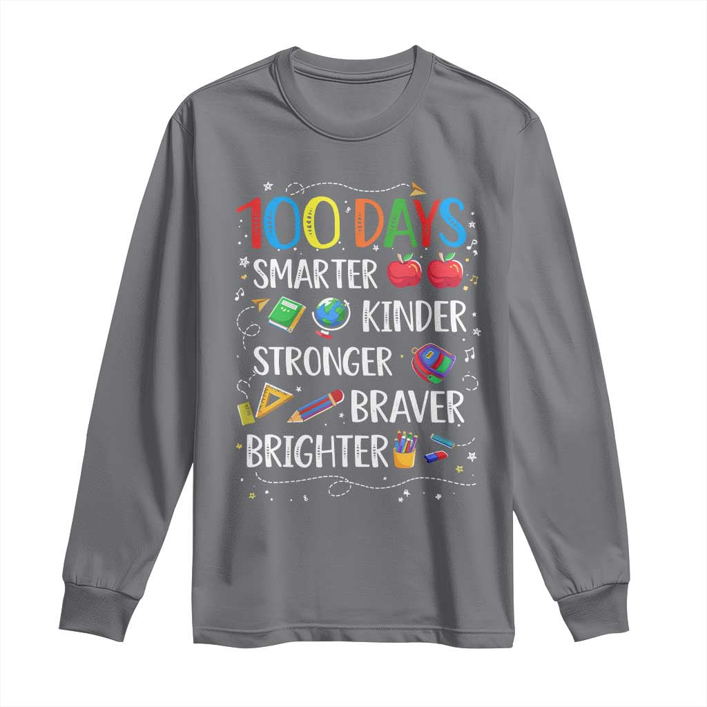 Happy 100 Days of School Long Sleeve Shirt 100th Day Kids Boys Girls Teachers Pupils TS10 Charcoal Print Your Wear