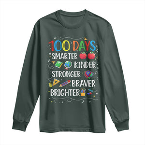 Happy 100 Days of School Long Sleeve Shirt 100th Day Kids Boys Girls Teachers Pupils TS10 Dark Forest Green Print Your Wear