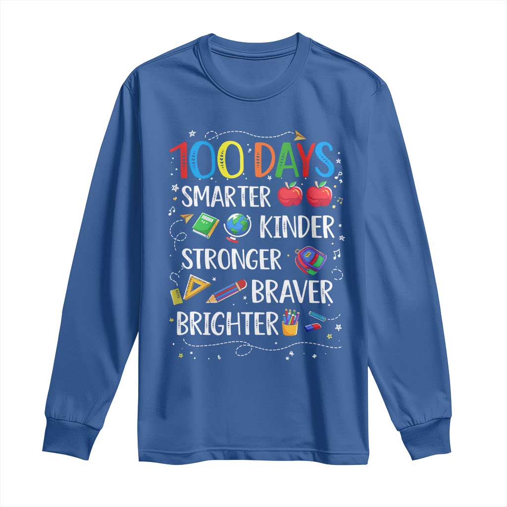 Happy 100 Days of School Long Sleeve Shirt 100th Day Kids Boys Girls Teachers Pupils TS10 Royal Blue Print Your Wear