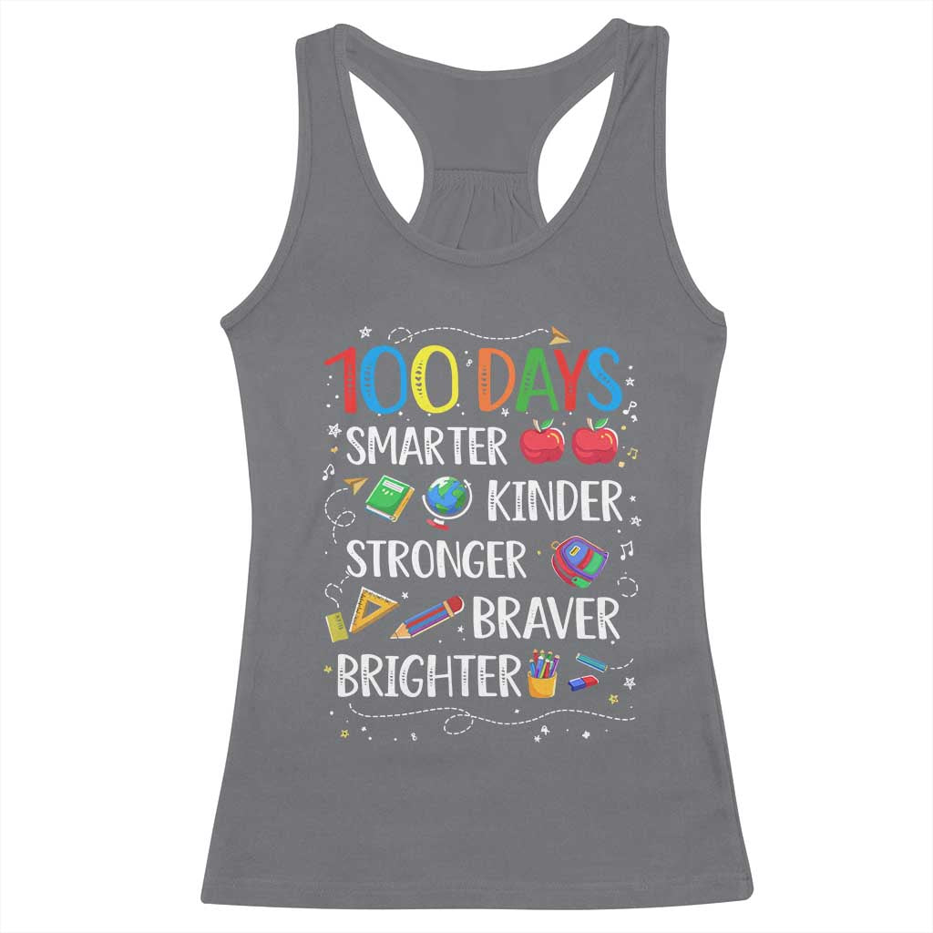 Happy 100 Days of School Racerback Tank Top 100th Day Kids Boys Girls Teachers Pupils TS10 Charcoal Print Your Wear