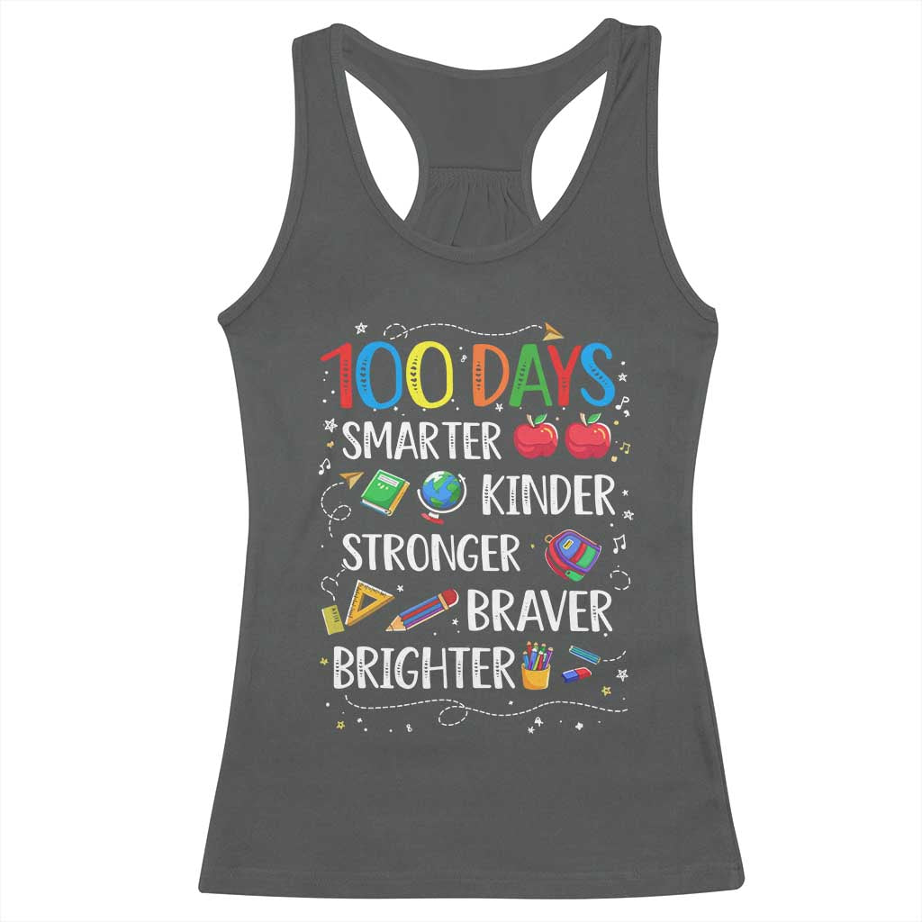 Happy 100 Days of School Racerback Tank Top 100th Day Kids Boys Girls Teachers Pupils TS10 Dark Heather Print Your Wear