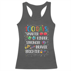 Happy 100 Days of School Racerback Tank Top 100th Day Kids Boys Girls Teachers Pupils TS10 Dark Heather Print Your Wear