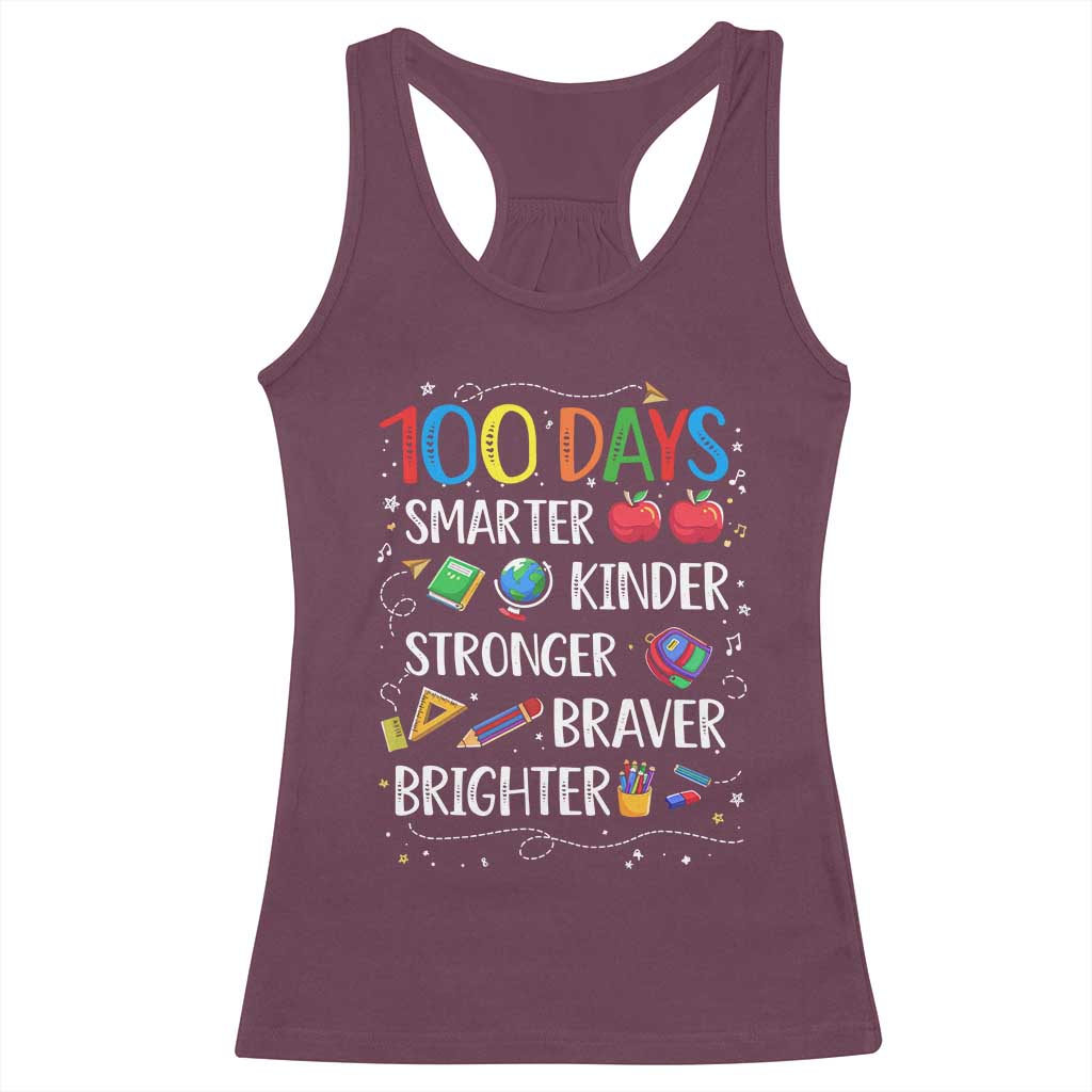Happy 100 Days of School Racerback Tank Top 100th Day Kids Boys Girls Teachers Pupils TS10 Maroon Print Your Wear