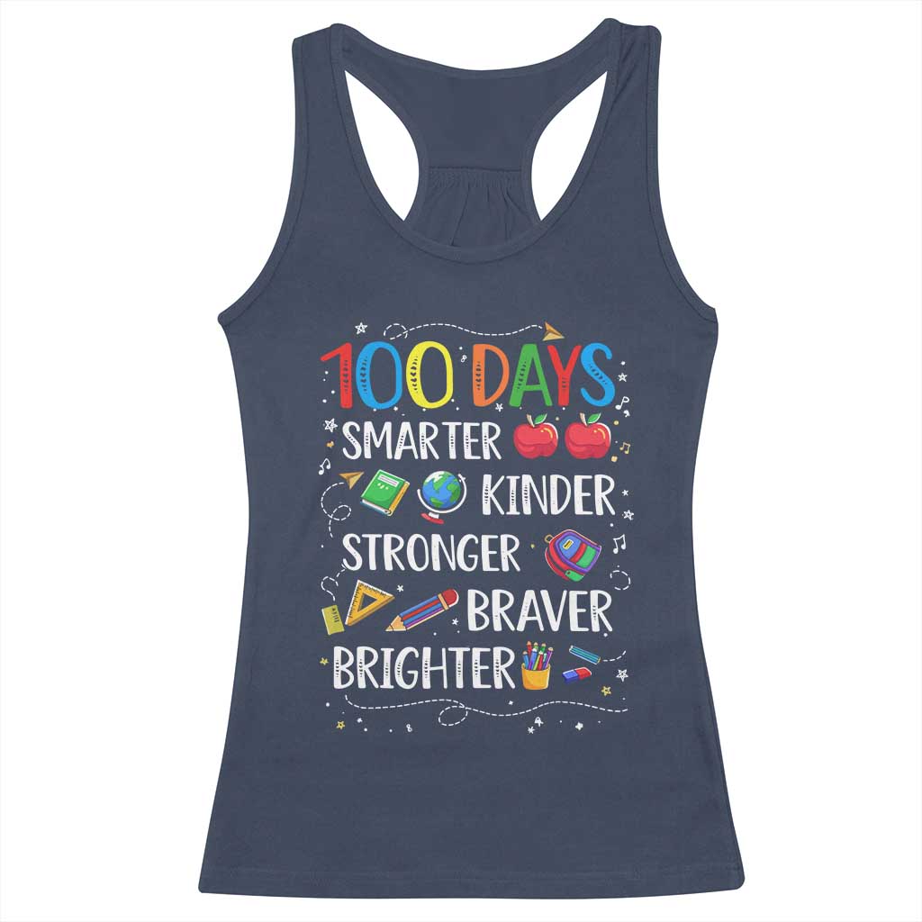 Happy 100 Days of School Racerback Tank Top 100th Day Kids Boys Girls Teachers Pupils TS10 Navy Print Your Wear