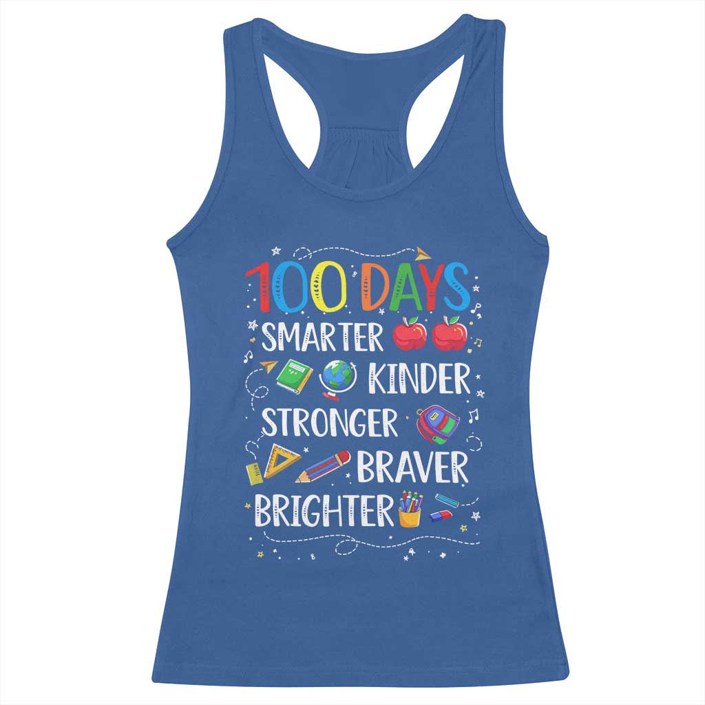 Happy 100 Days of School Racerback Tank Top 100th Day Kids Boys Girls Teachers Pupils TS10 Royal Blue Print Your Wear