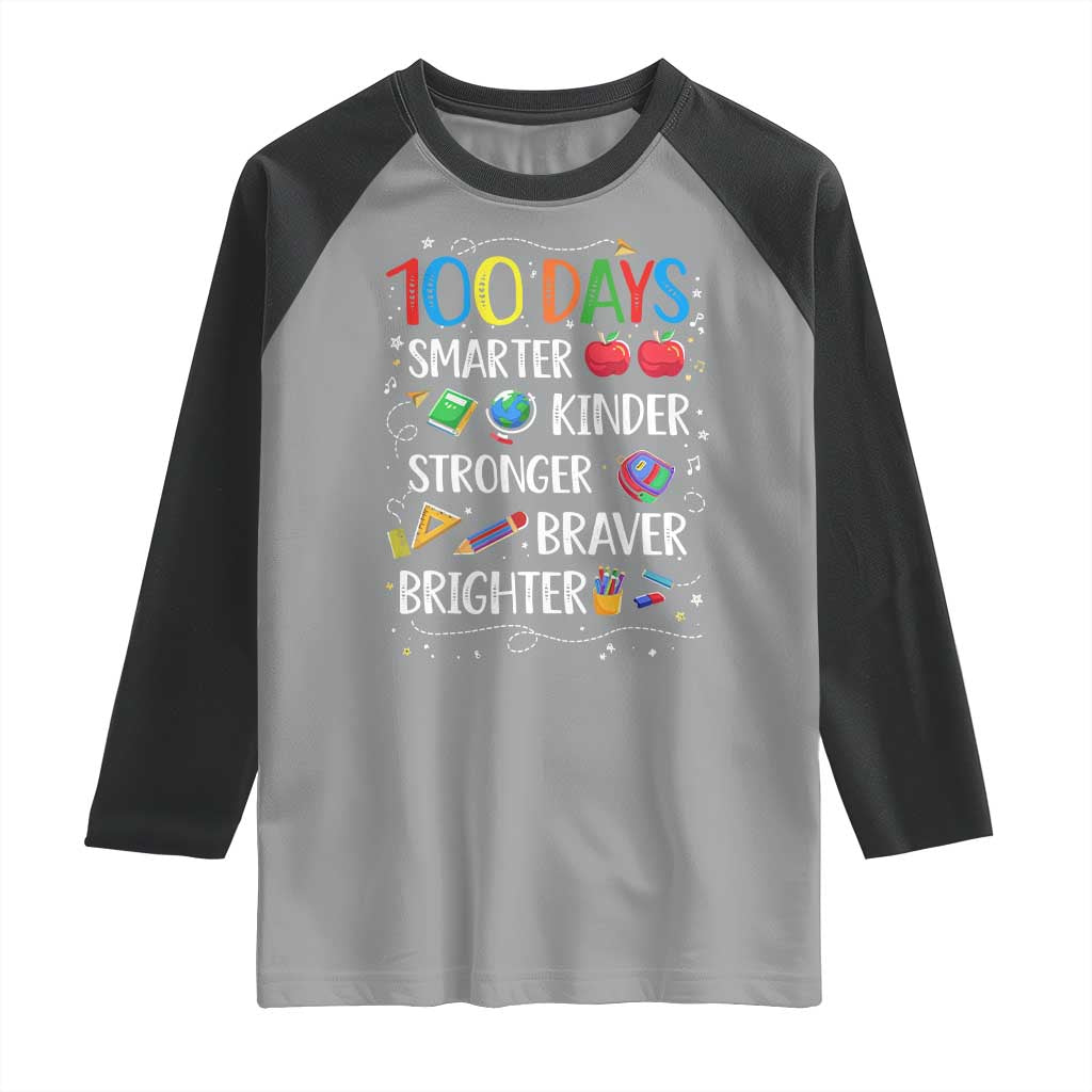 Happy 100 Days of School Raglan Shirt 100th Day Kids Boys Girls Teachers Pupils TS10 Sport Gray Black Print Your Wear