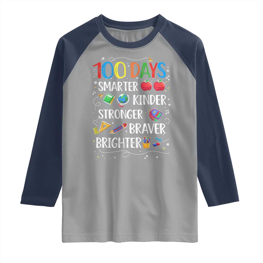 Happy 100 Days of School Raglan Shirt 100th Day Kids Boys Girls Teachers Pupils TS10 Sport Gray Navy Print Your Wear