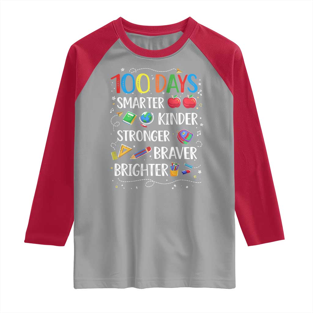 Happy 100 Days of School Raglan Shirt 100th Day Kids Boys Girls Teachers Pupils TS10 Sport Gray Red Print Your Wear