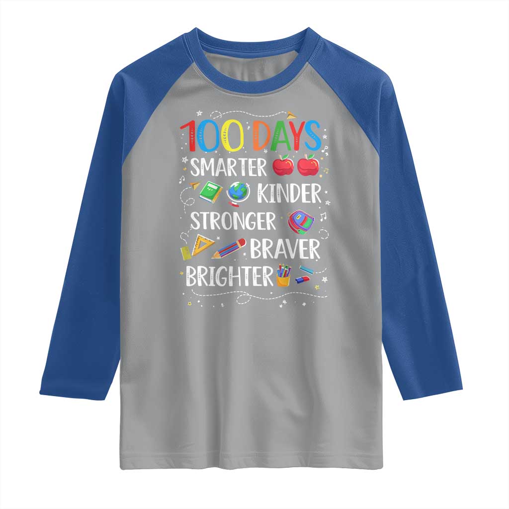 Happy 100 Days of School Raglan Shirt 100th Day Kids Boys Girls Teachers Pupils TS10 Sport Gray Royal Print Your Wear