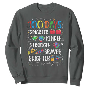 Happy 100 Days of School Sweatshirt 100th Day Kids Boys Girls Teachers Pupils TS10 Dark Heather Print Your Wear