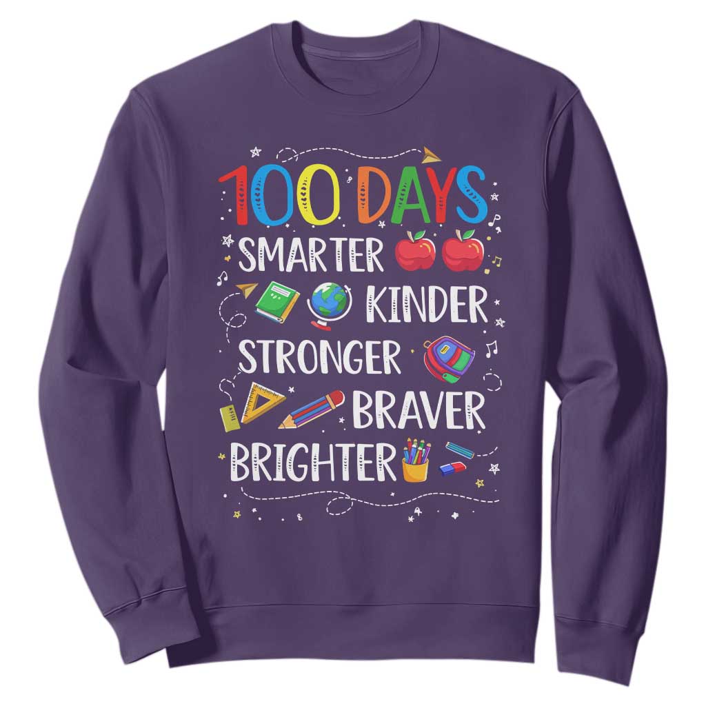 Happy 100 Days of School Sweatshirt 100th Day Kids Boys Girls Teachers Pupils TS10 Purple Print Your Wear