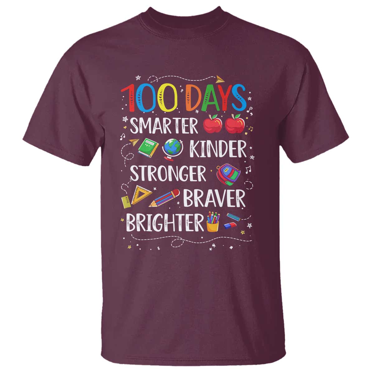 Happy 100 Days of School T Shirt 100th Day Kids Boys Girls Teachers Pupils TS10 Maroon Print Your Wear