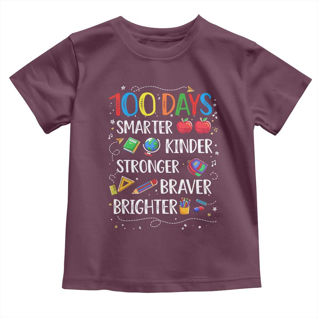 Happy 100 Days of School Toddler T Shirt 100th Day Kids Boys Girls Teachers Pupils TS10 Maroon Print Your Wear