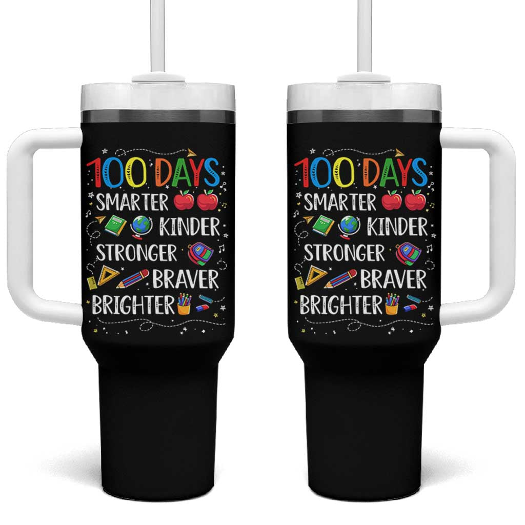 Happy 100 Days of School Tumbler With Handle 100th Day Kids Boys Girls Teachers Pupils TS10 One Size: 40 oz Black Print Your Wear