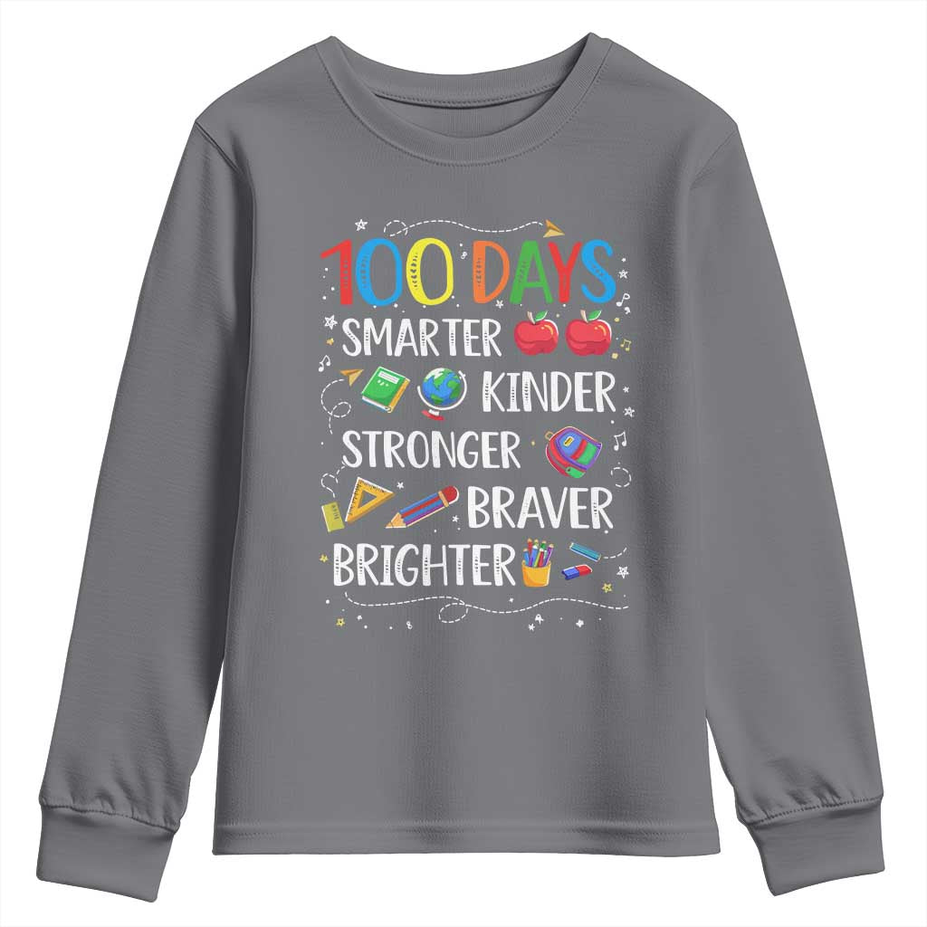 Happy 100 Days of School Youth Sweatshirt 100th Day Kids Boys Girls Teachers Pupils TS10 Charcoal Print Your Wear