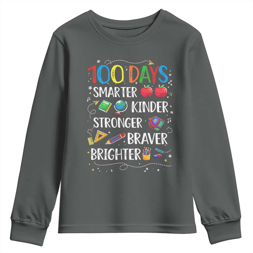 Happy 100 Days of School Youth Sweatshirt 100th Day Kids Boys Girls Teachers Pupils TS10 Dark Heather Print Your Wear