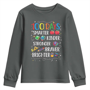 Happy 100 Days of School Youth Sweatshirt 100th Day Kids Boys Girls Teachers Pupils TS10 Dark Heather Print Your Wear