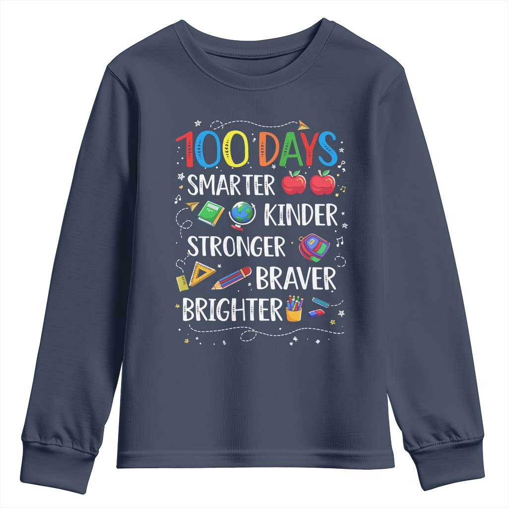 Happy 100 Days of School Youth Sweatshirt 100th Day Kids Boys Girls Teachers Pupils TS10 Navy Print Your Wear