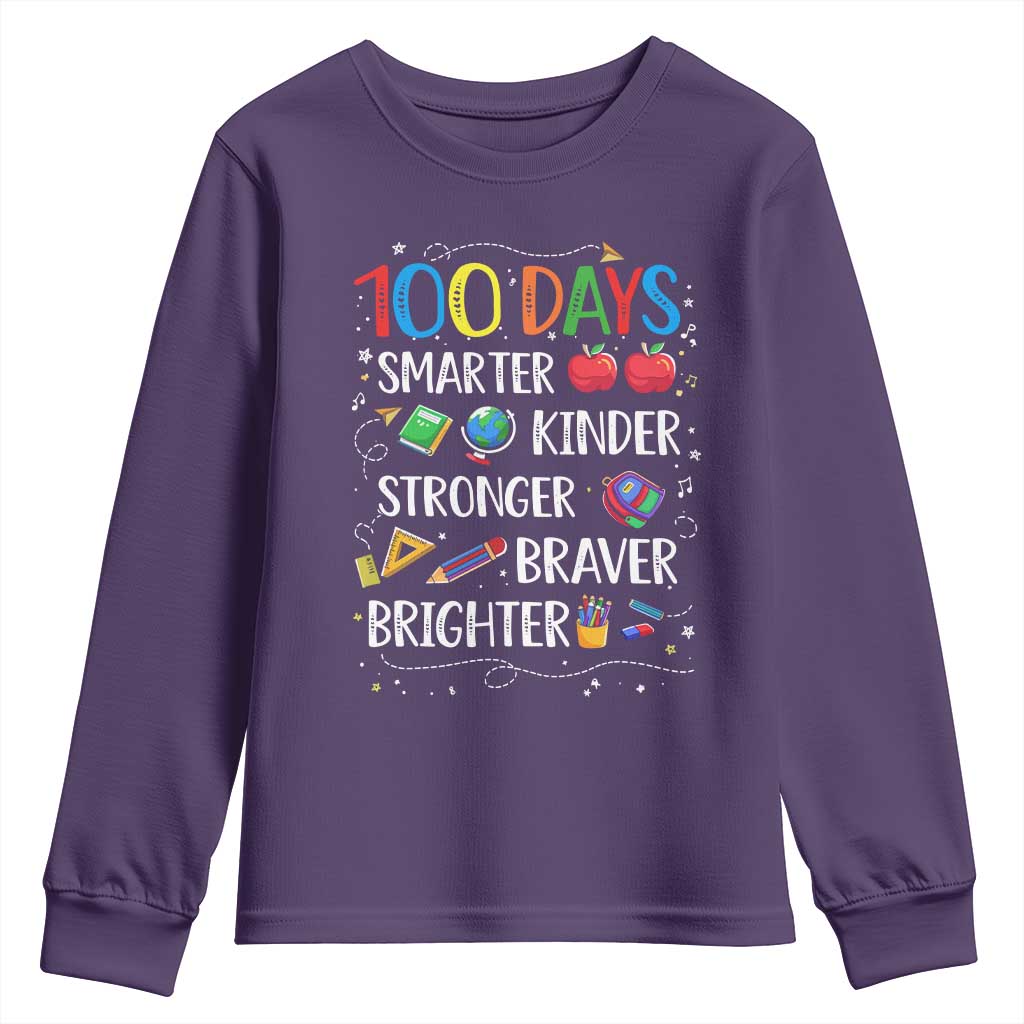 Happy 100 Days of School Youth Sweatshirt 100th Day Kids Boys Girls Teachers Pupils TS10 Purple Print Your Wear