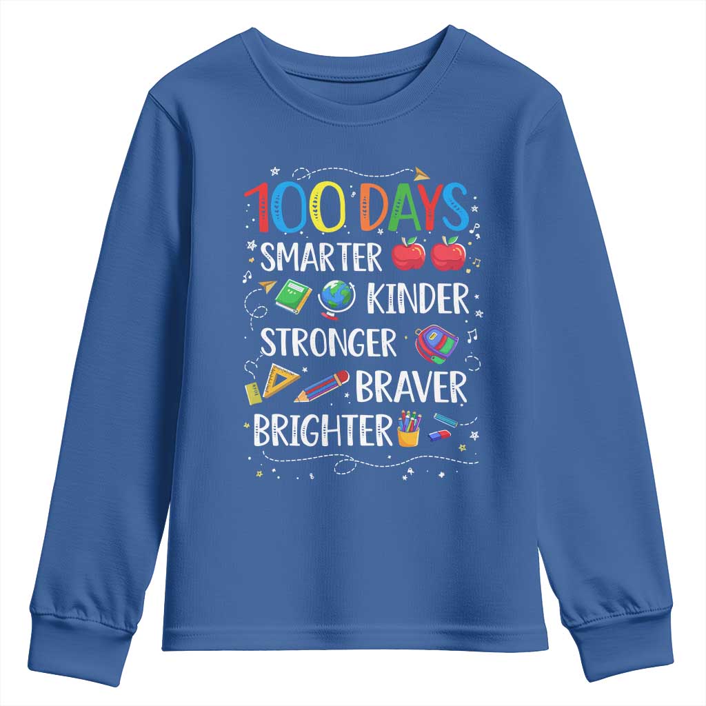 Happy 100 Days of School Youth Sweatshirt 100th Day Kids Boys Girls Teachers Pupils TS10 Royal Blue Print Your Wear