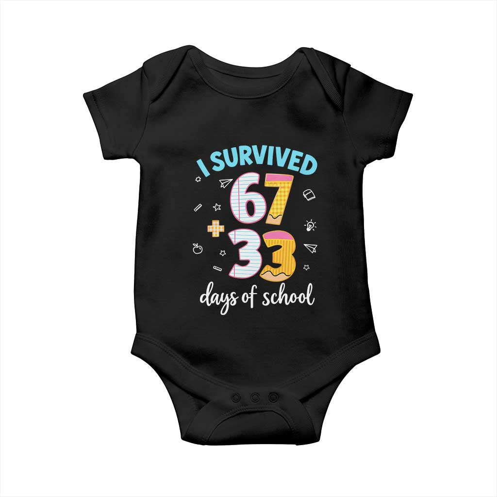 100 Days Of School 67 Funny Six Seven Meme Baby Onesie TS10 Black Print Your Wear
