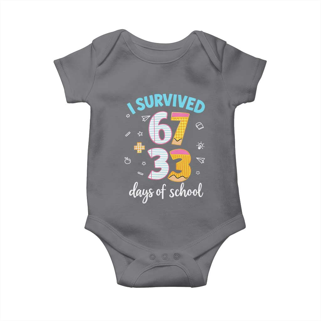 100 Days Of School 67 Funny Six Seven Meme Baby Onesie TS10 Charcoal Print Your Wear