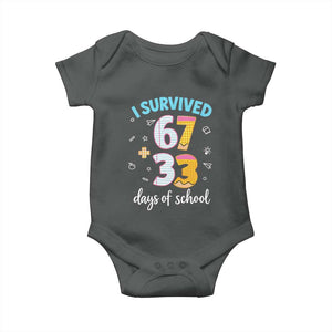 100 Days Of School 67 Funny Six Seven Meme Baby Onesie TS10 Dark Heather Print Your Wear