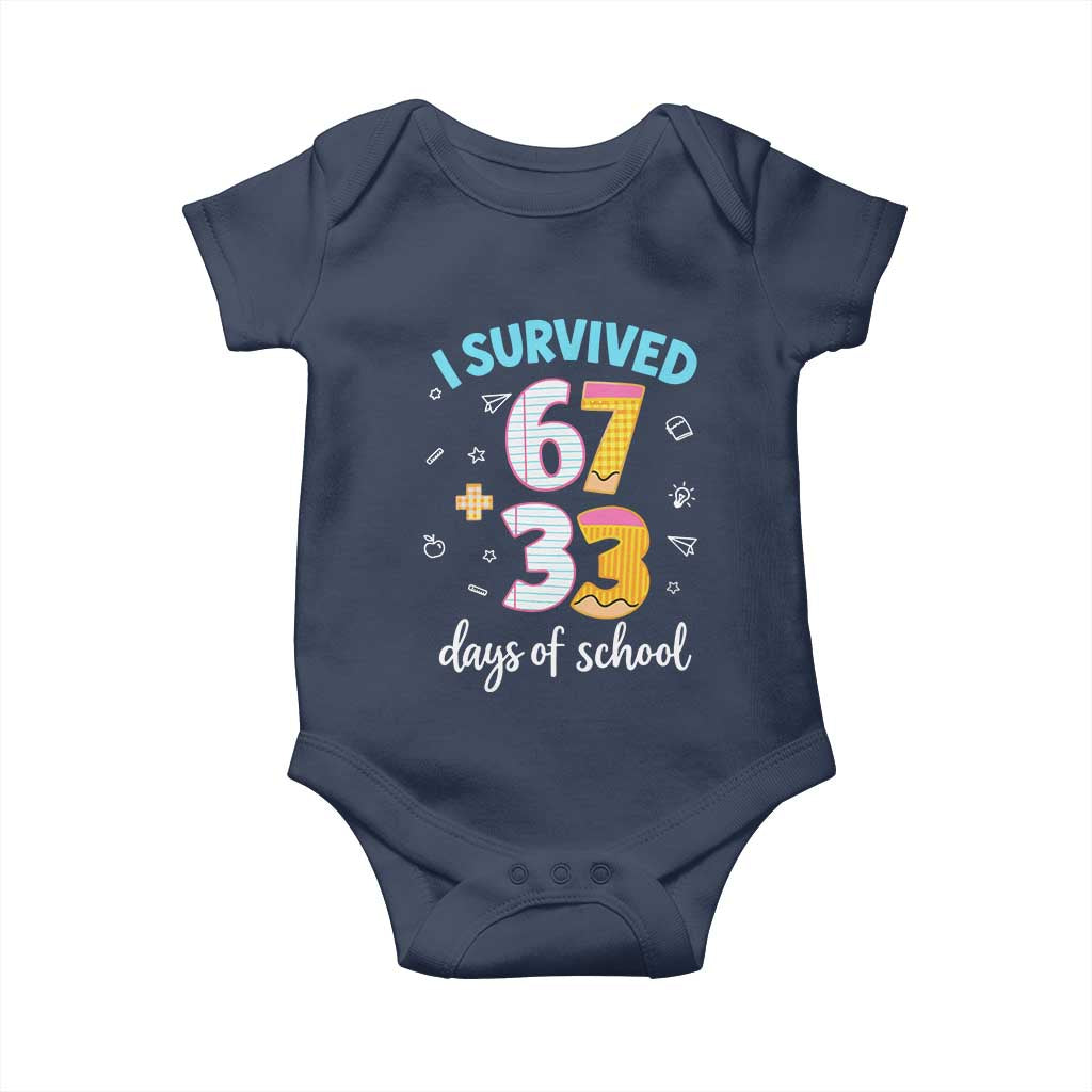 100 Days Of School 67 Funny Six Seven Meme Baby Onesie TS10 Navy Print Your Wear