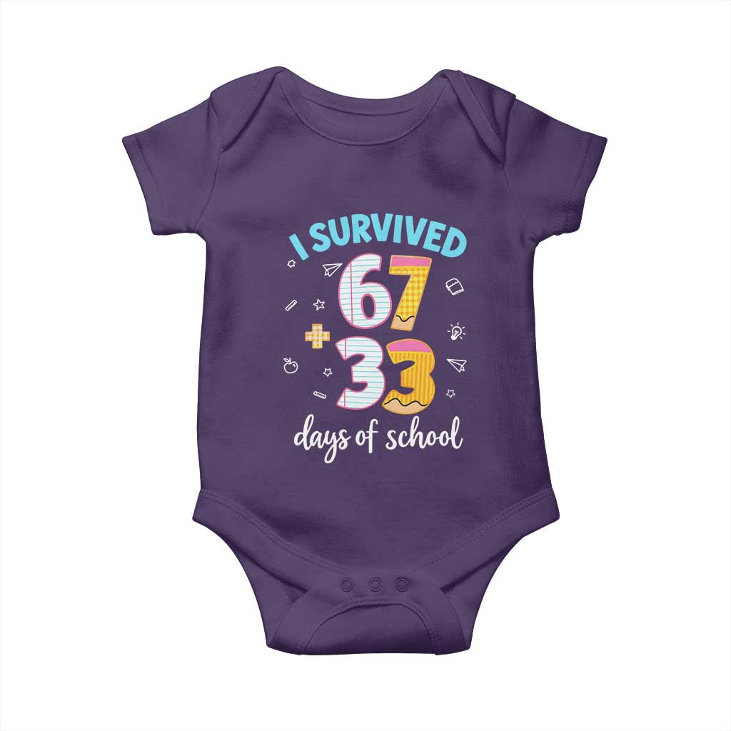 100 Days Of School 67 Funny Six Seven Meme Baby Onesie TS10 Purple Print Your Wear