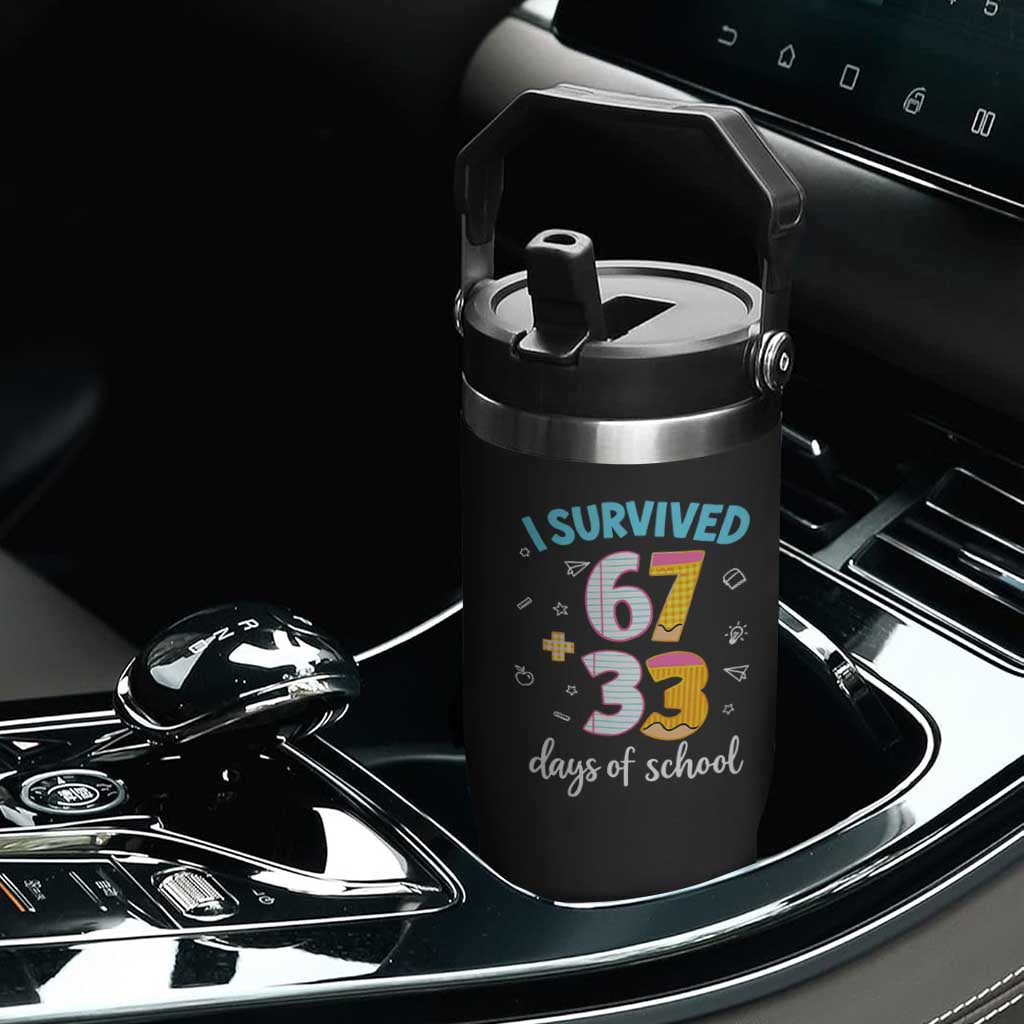 100 Days Of School 67 Funny Six Seven Meme Flip Straw Tumbler TS10 Print Your Wear