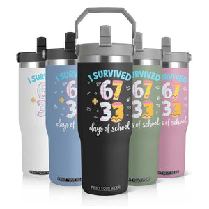 100 Days Of School 67 Funny Six Seven Meme Flip Straw Tumbler TS10 Print Your Wear