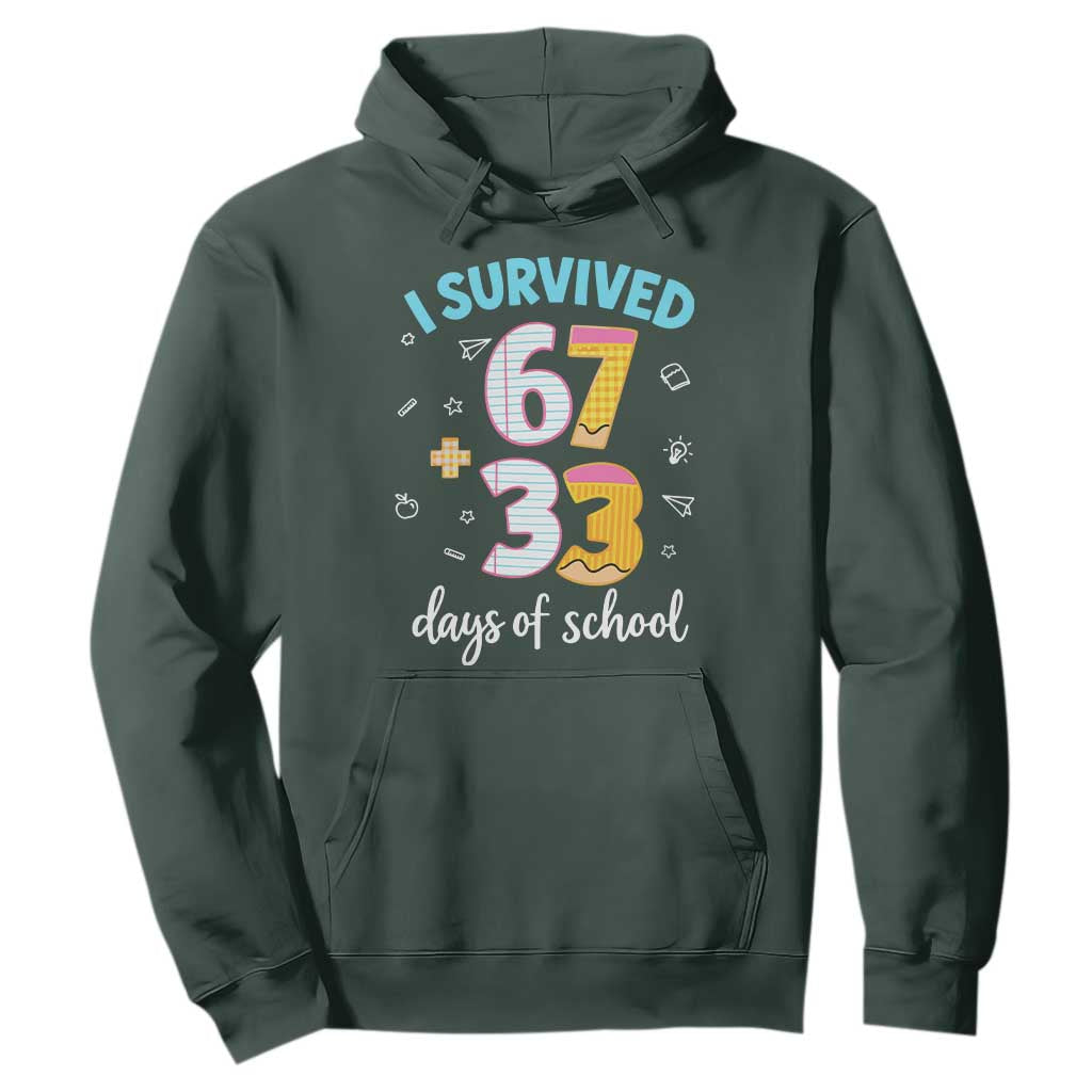 100 Days Of School 67 Funny Six Seven Meme Hoodie TS10 Dark Forest Green Print Your Wear