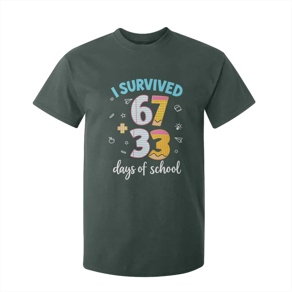 100 Days Of School 67 Funny Six Seven Meme T Shirt For Kid TS10 Dark Forest Green Print Your Wear
