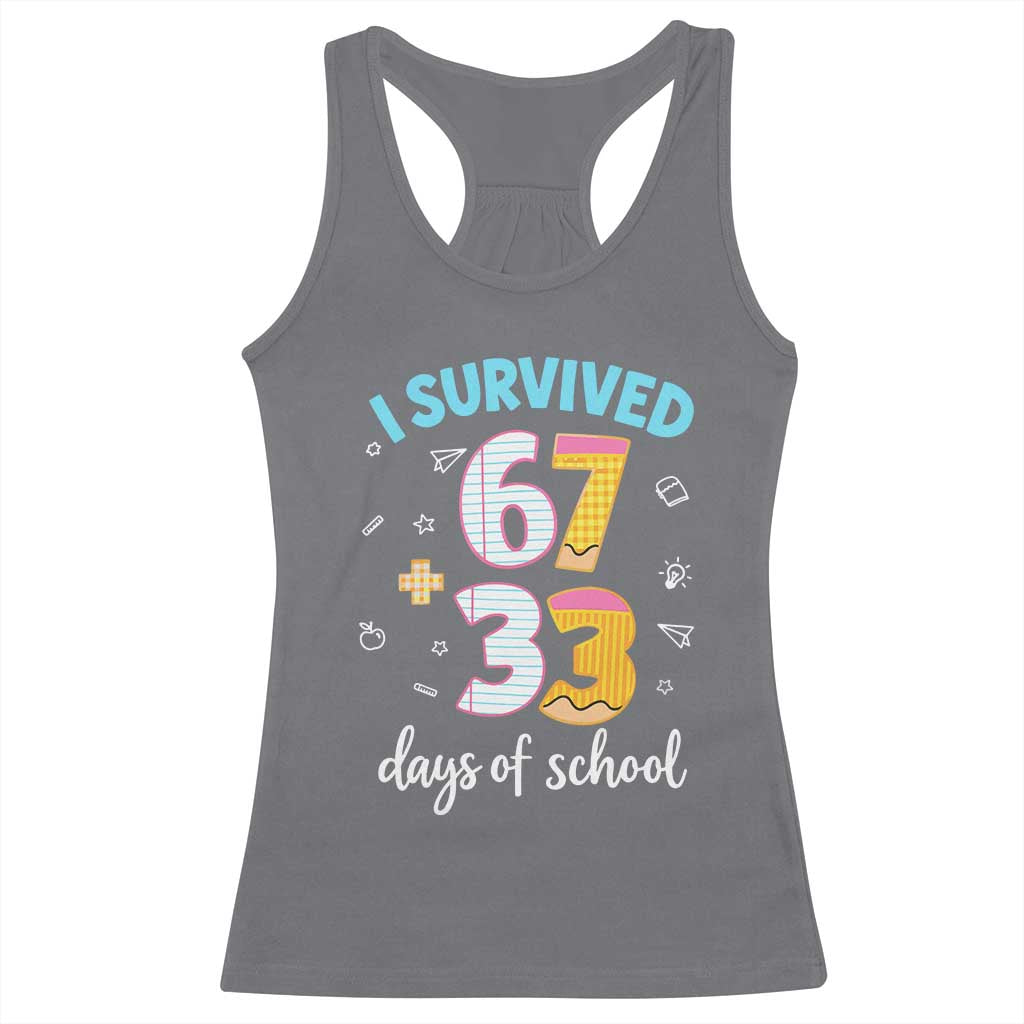 100 Days Of School 67 Funny Six Seven Meme Racerback Tank Top TS10 Charcoal Print Your Wear