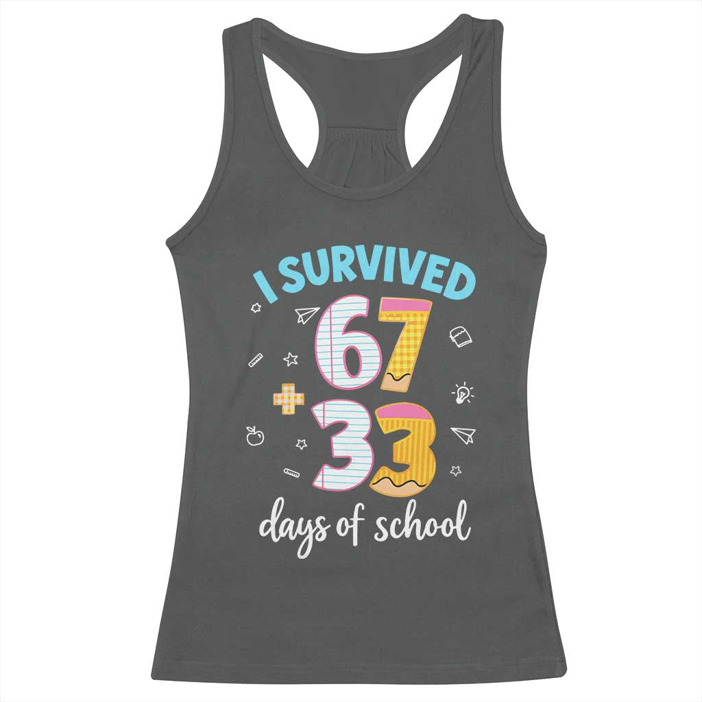100 Days Of School 67 Funny Six Seven Meme Racerback Tank Top TS10 Dark Heather Print Your Wear
