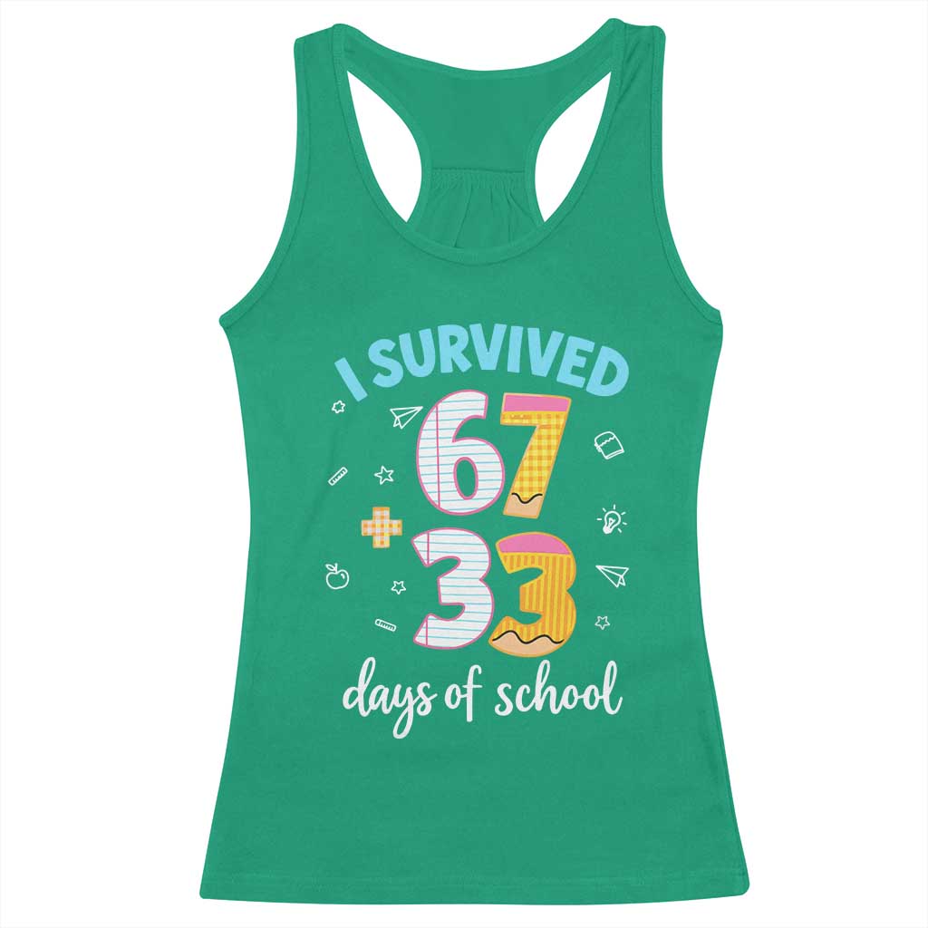 100 Days Of School 67 Funny Six Seven Meme Racerback Tank Top TS10 Irish Green Print Your Wear
