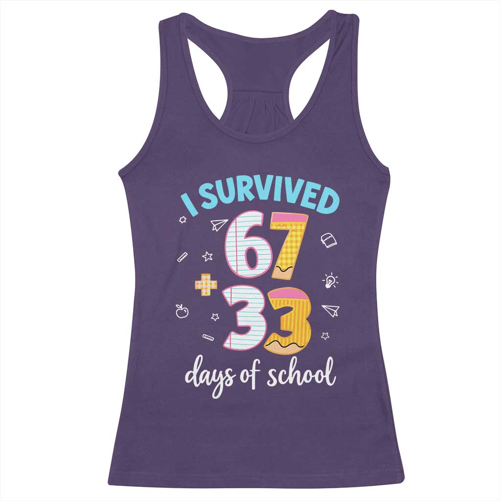 100 Days Of School 67 Funny Six Seven Meme Racerback Tank Top TS10 Purple Print Your Wear