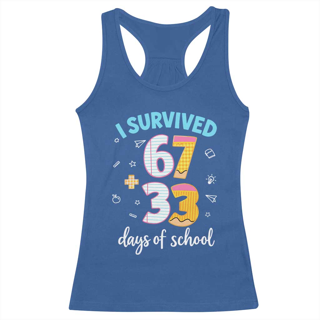 100 Days Of School 67 Funny Six Seven Meme Racerback Tank Top TS10 Royal Blue Print Your Wear