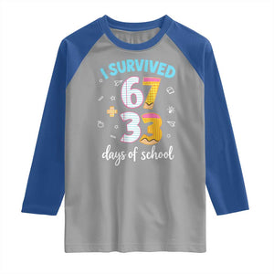 100 Days Of School 67 Funny Six Seven Meme Raglan Shirt TS10 Sport Gray Royal Print Your Wear