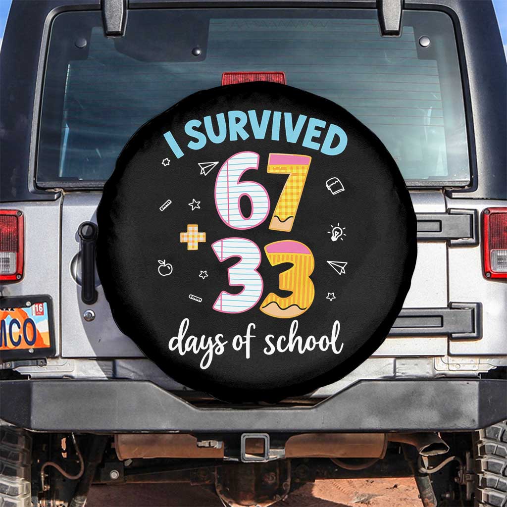 100 Days Of School 67 Funny Six Seven Meme Spare Tire Cover TS10 No hole Black Print Your Wear