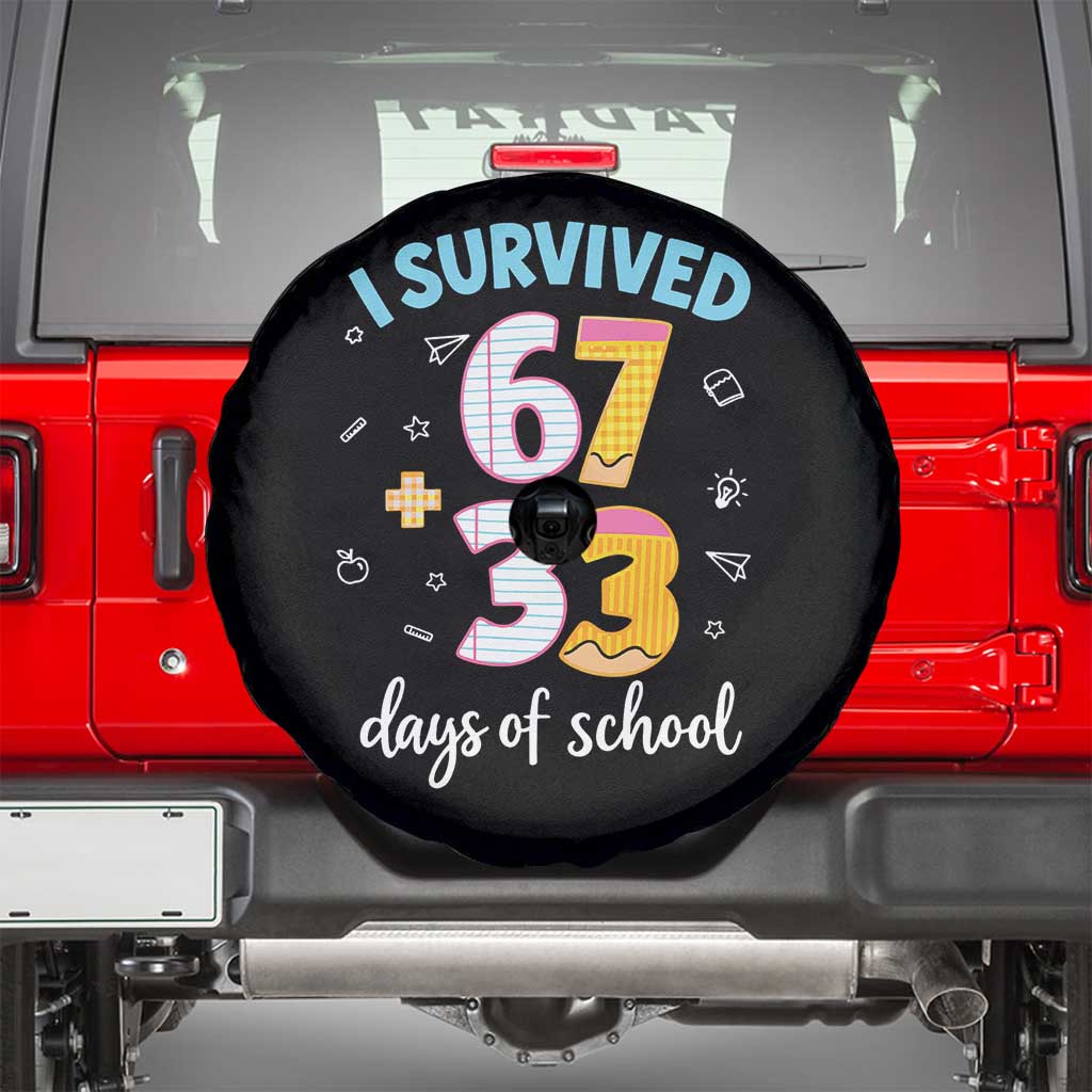 100 Days Of School 67 Funny Six Seven Meme Spare Tire Cover TS10 Black Print Your Wear