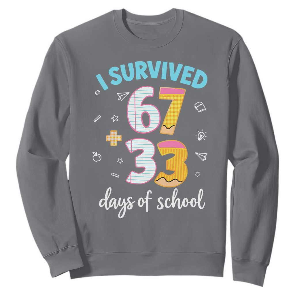 100 Days Of School 67 Funny Six Seven Meme Sweatshirt TS10 Charcoal Print Your Wear