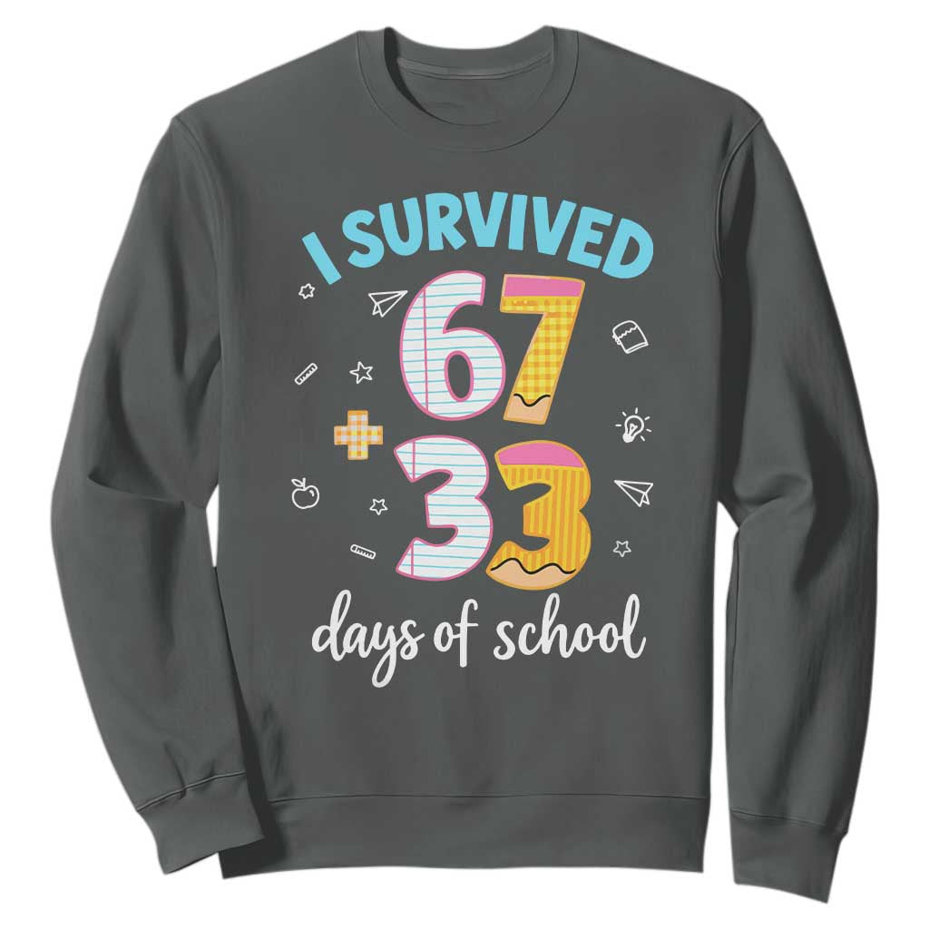 100 Days Of School 67 Funny Six Seven Meme Sweatshirt TS10 Dark Heather Print Your Wear